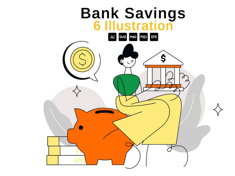 6 Bank Savings Vector Illustration by denayuneep ~ EpicPxls