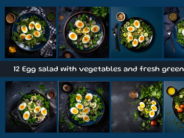 Egg salad with vegetables and fresh green herbs