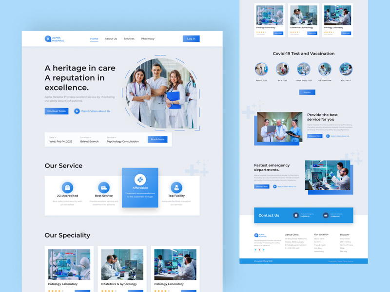 Hospital landing page template by Mejbah ~ EpicPxls