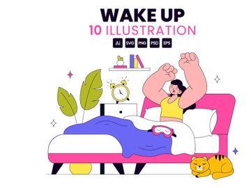 10 Wake Up Vector Illustration