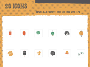 SVG, PSD, EPS, PNG, JPG items Mid autumn festival elements illustration design art season plant