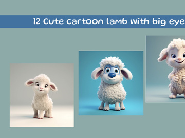 Cute cartoon lamb with big eyes