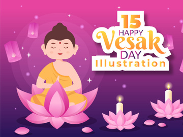 15 Vesak Day Celebration Cartoon Illustration