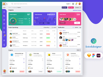 Admin Projects Management Dashboard Page Web UI Template