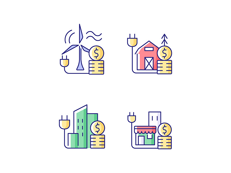 Electricity Cost RGB Color Icons Set By Bsd Studio EpicPxls
