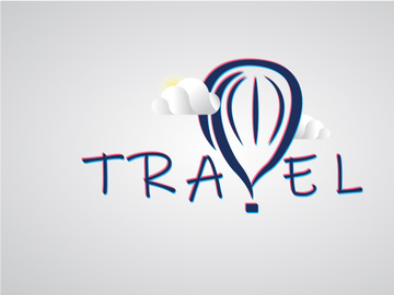 Travel balloon logo cloudy sky