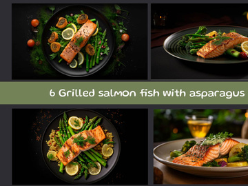 Grilled salmon fish with asparagus