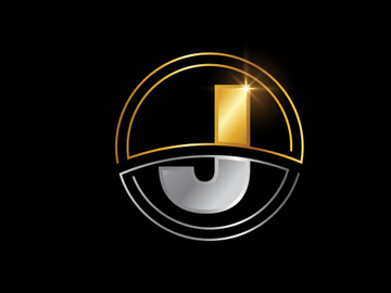 Initial English alphabet with circle frame. Golden and silver color alphabet symbol for corporate business identity