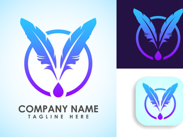 Feather logo design vector template. Feather logo for a writer or publishers.