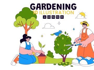 10 Gardening Vector Illustration