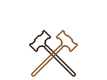 Judge hammer logo and symbol vector