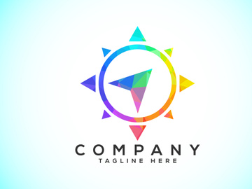 Polygonal Compass Concept Logo Design. Compass Low Poly Logo sign and symbol. Coastal icon