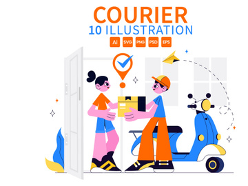 10 Courier or Delivery Service Illustration