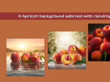Fresh apricot background adorned with raindrops