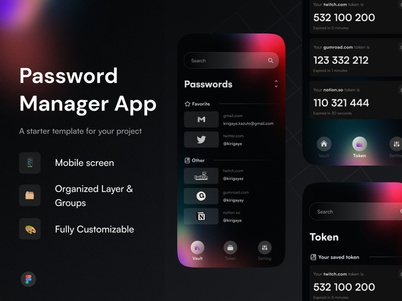 Dark Mode Password Generator UI Kit by Eureka Supply ~ EpicPxls