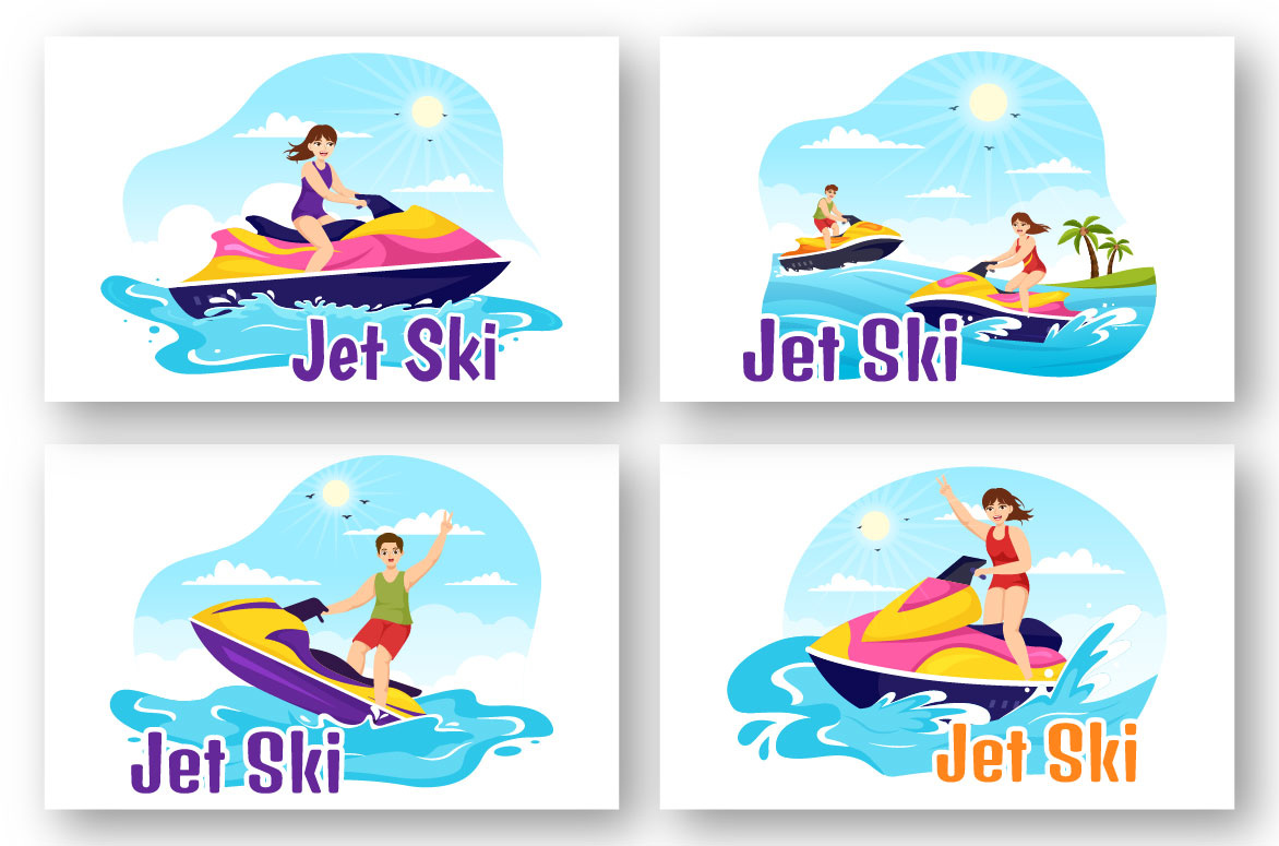 Ilustrasi 15 Orang Naik Jet Ski
