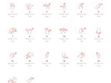 20 icons svg hands heart beige red