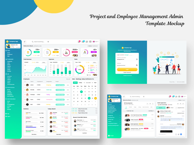 Project and Employee Management Admin Template Mockup