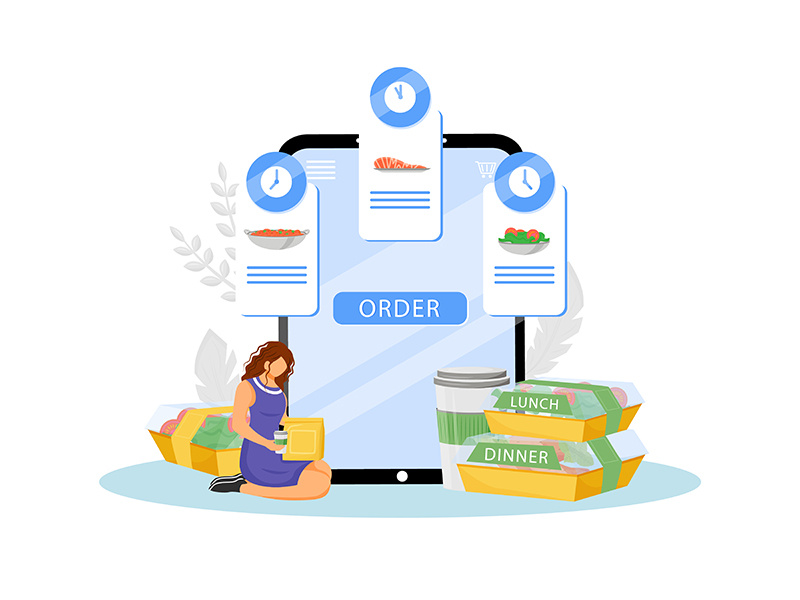 Ready diet food online order and delivery flat concept EpicPxls