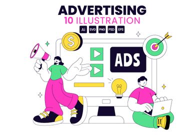 10 Advertising Vector Illustration