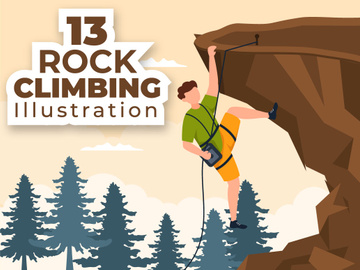 13 Rock Climbing Cartoon Illustration