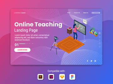 Online teaching with camera - Landing Page Illustration Template
