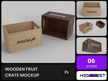 Wooden Fruit Crate Mockup