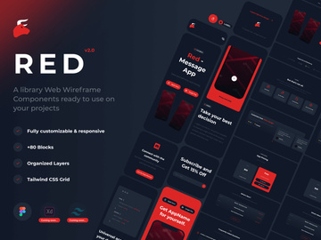 Red Wireframe UI Kit Free