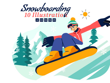 10 Snowboarding Sport Illustration