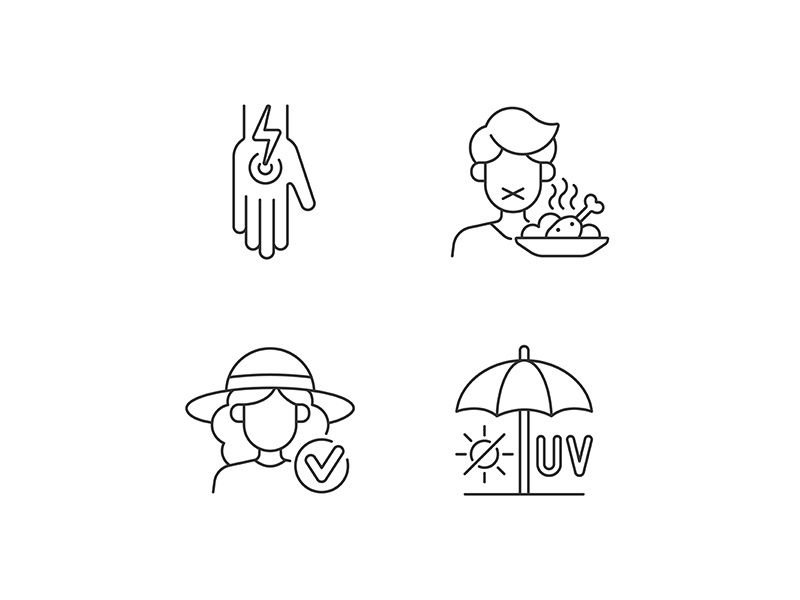 Sunstroke And Sunburn Linear Icons Set By Bsd Studio EpicPxls