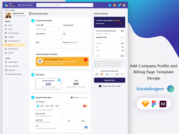 Add Company Profile and Billing Page Web UI Template