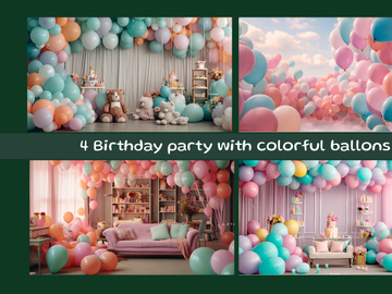 Birthday party with colorful ballons