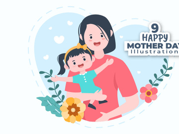 9 Happy Mother Day V2 Flat Design Illustration