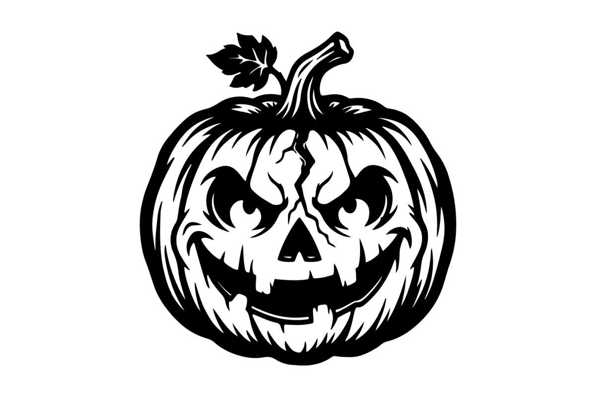 Abóbora de Halloween Assustadora com Rosto de Jack-o'-Lantern Sinistro
