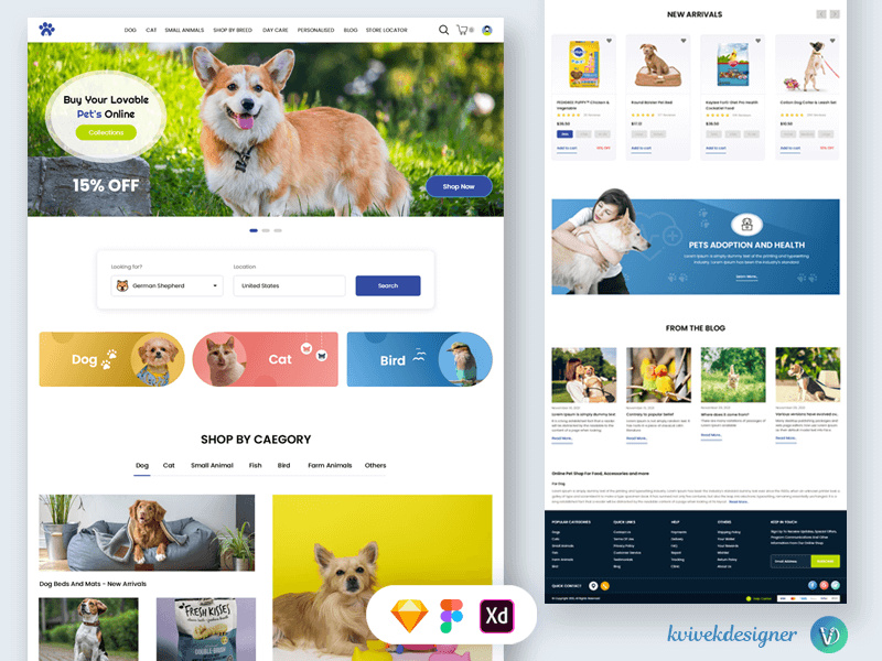 Figma Template Pet Shop Web Shop Dog Shopping Websites Viserpet