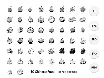 Chinese Food Element Draw Black