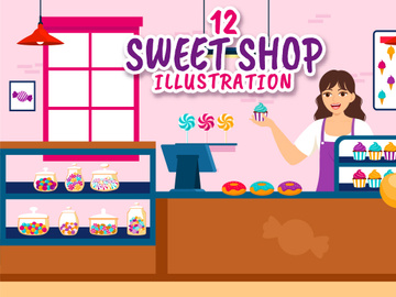 12 Sweet Shop Illustration