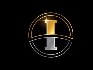 Initial English alphabet with circle frame. Golden and silver color alphabet symbol for corporate business identity