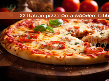 Italian pizza on a wooden table