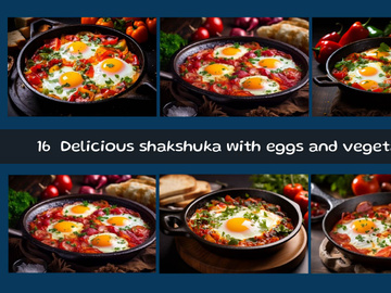 Delicious shakshuka with eggs and vegetables