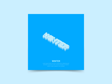 White and blue 3d Winter text style effect