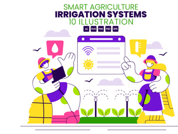 10 Smart Agriculture Irrigation Systems Illustration