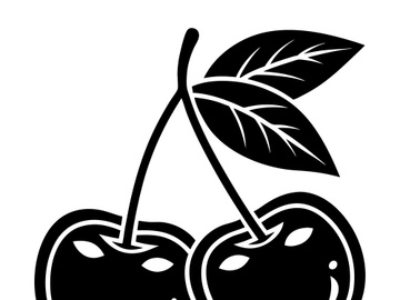 Cherry Fruit Silhouette Black Vector