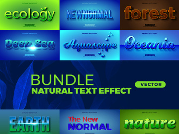 Bundle Natural editable font effect text vector
