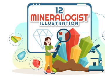 12 Mineralogist Vector Illustration