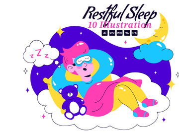10 Restful Sleep Vector Illustration