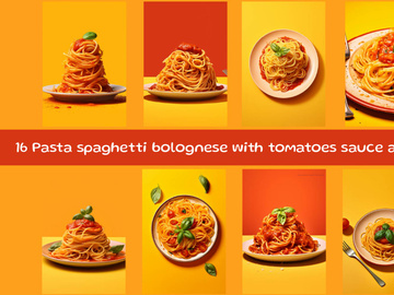 Pasta spaghetti bolognese with tomatoes sauce and basil