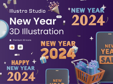 New year 2024 3D Illustration