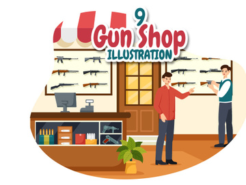 9 Gun Shop or Hunting Illustration