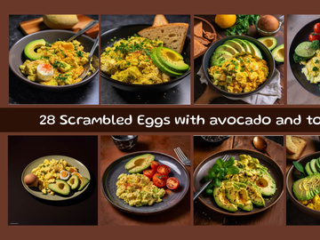 Scrambled Eggs with avocado and toast